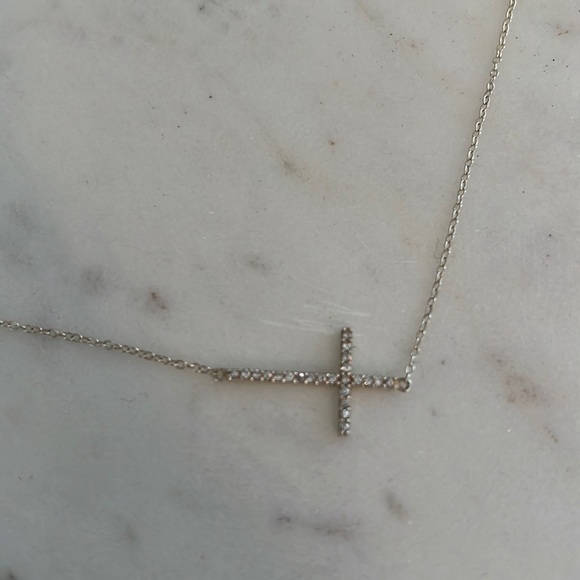 Blue Ruby Dainty Cross Necklace - Picture 8 of 10